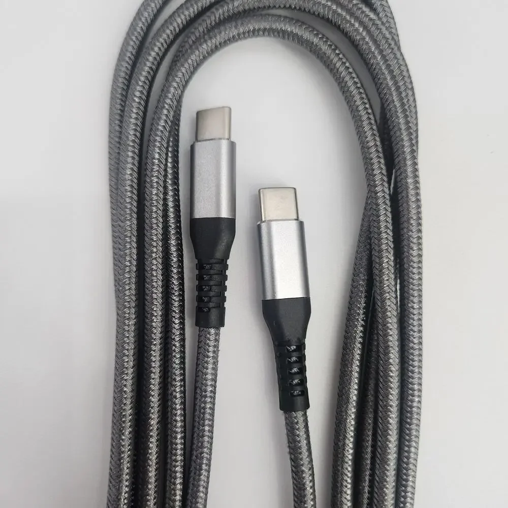 Pack of 3 USB C to Type-C Charging Cables, 10 ft Gray Phone Charger Braided Cord